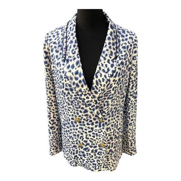 Anthropologie Cartonnier Limpopo Motif Blue Blazer XS - Picture 1 of 11